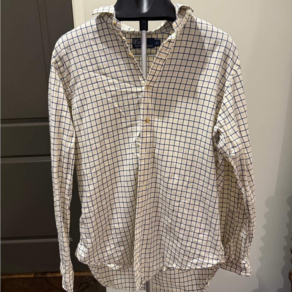 Ralph Lauren Cream and Blue Checkered Shirt